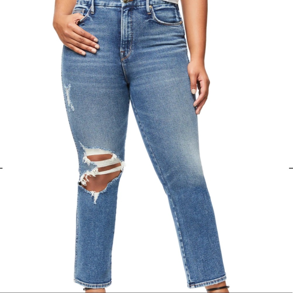 NWT Good American Good Curve Distressed Jeans 14/32